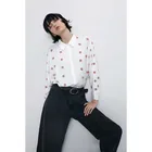 Women's fashion new shirt lapel polka dot print long-sleeved loose blouse button casual blouse