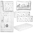Animal Party Theme Nursing Crib Set 4 piece Bedding Soft Baby Bedding Set 100% Organic Cotton