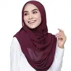 T004 2019 new solid color veil chiffon fashion muslim arabic style hijab cap muslim