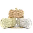 New designer smooth leather fashion clutch bag acrylic bag pearl clutch purse