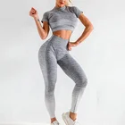 Apparel Size Women Workout Clothing Running Apparel Custom Logo Sportswear Short Sleeve Plus Size Seamless Yoga Set