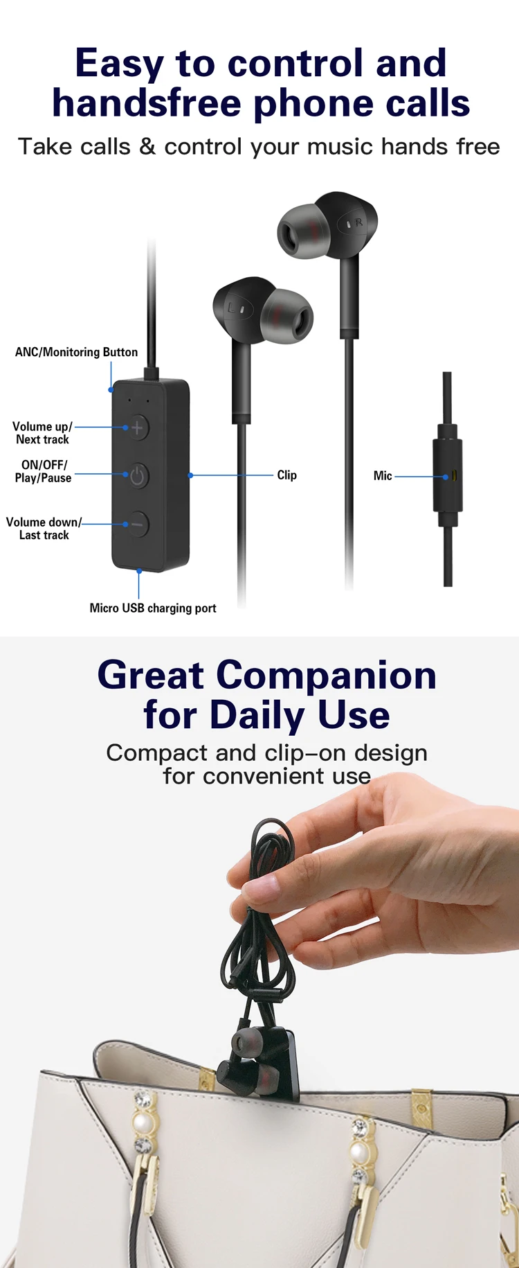 High Quality In-ear ANC Wireless Headphones for Travel Work Daily Use - ANKUX.COM