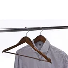 vintage wood hanger logo anti slip bar soft touch stand display wooden hanger for clothes