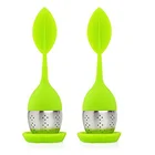 Wholesale FDA standard silicone tea infuser bpa free leaf shape stainless steel tea infuser