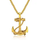 Jiushang boat anchor punk stainless steel cross gold sliver black chain necklace for men