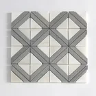 China popular oriental white mixed blue wood grain marble mosaic tiles for walls and floor