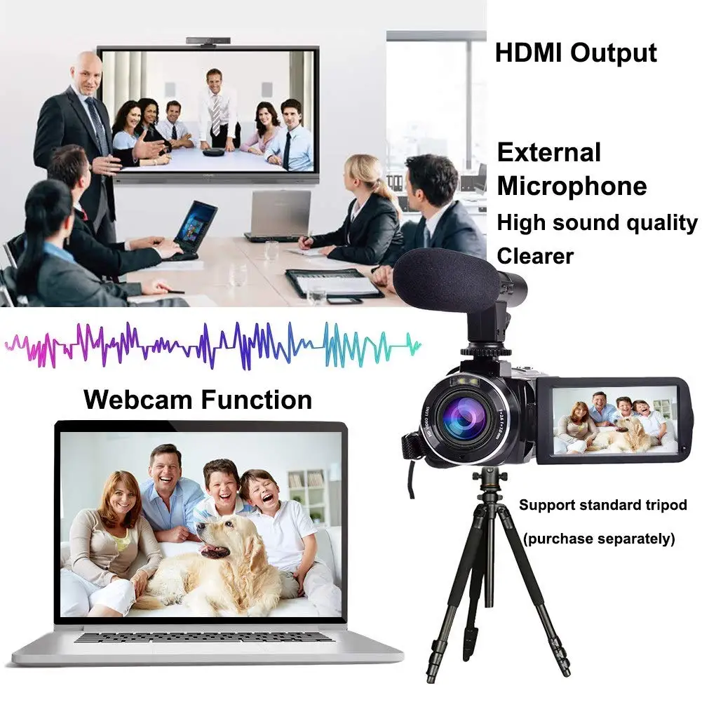 Camcorders Video Camera 2.7K Full HD 30MP 1520P high Definition Digital Zoom Camcorder 3.0 Inch Touch LCD