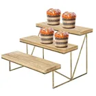 Party tabletop organizer food plate natural solid wood display stands