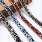 1.5cm fashion iron on trim made by colorful rhinestone and aluminum chian hot fix trimming