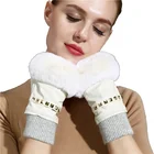 Ladies pointed rice white gloves high-end Festival gifts cute girls rabbit fur gloves