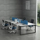 Modern Modular Office Furniture Linear Workstation Table 4 Seater Staff Cluster Office Desk