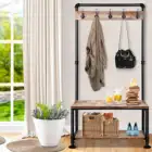 Coat Rack Industrial Rustic Pipe Metal Frame Coat Rack With Shoe Stand