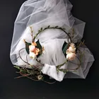 Factory ready to ship bridal veil hair accessories hair flower crown with lone wedding veil for women