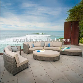 Classical patio rattan semicircle garden sets outdoor sofas furniture
