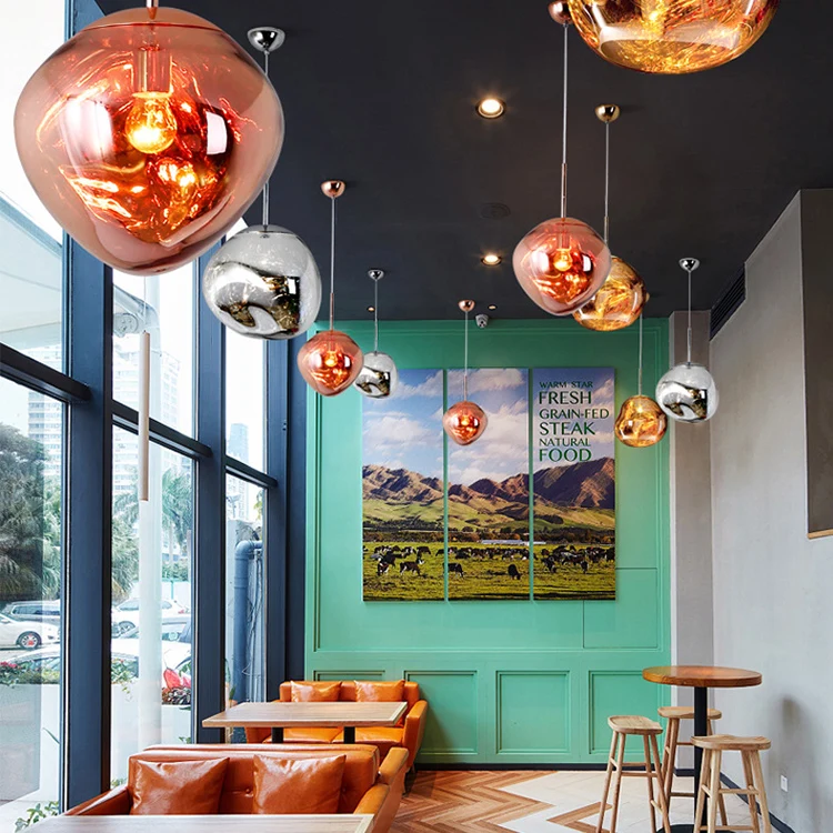Modern hanging colorful glass pendant lamp designer acrylic pendant light for living room Shop Cafe Dining Room