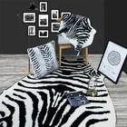 Soft jacquard long pile zebra skin acrylic designer floor rugs carpet fur living room modern