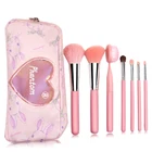 7pcs makeup brushes set pink animal and synthetic hair with cute bag foundation brush goat powder brush horse brush