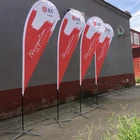 Outdoor Advertising Double Side Printed Feather Teardrop Flags and Banners with fiberglass pole