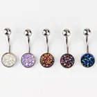 316L Stainless Steel Faux Druzy Belly Button Ring Colorful Stone Navel Rings Body Piercing