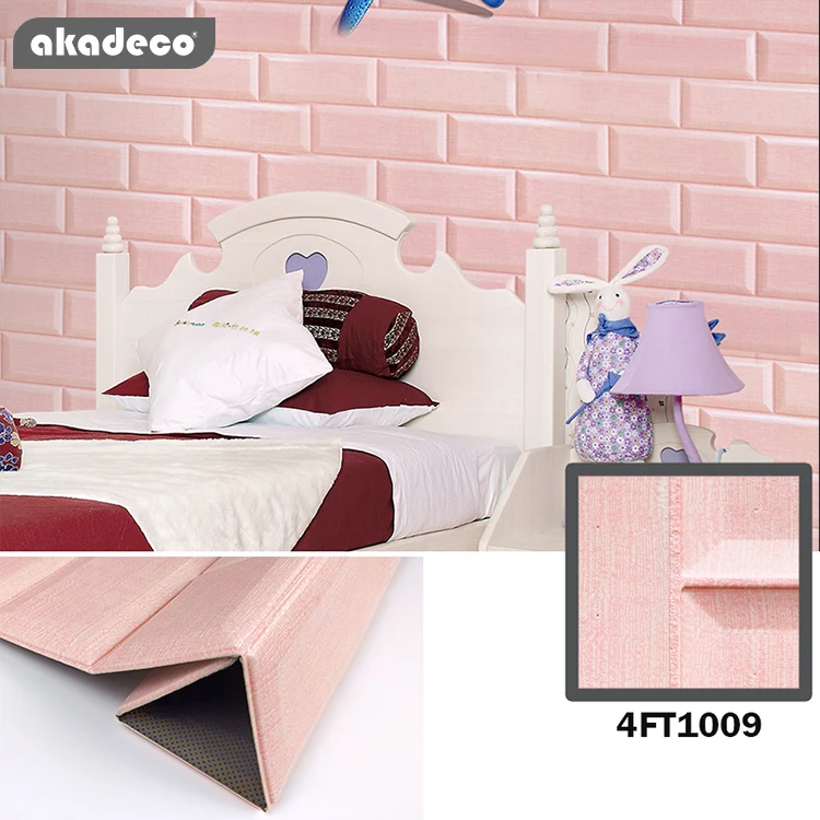 akadeco hot selling rose color waterproof anti-collision interior decoration bedroom children's room XPE 3D wall sticker