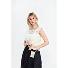 new design white hollow out chiffon lace women blouse sleeveless shirt