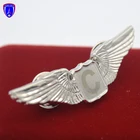 Promotional 3D silver custom pilot wings lapel pin custom wings metal pin