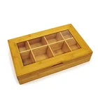 High quality solid bamboo rectangle natural color antique wooden tea box