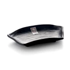 Custom logo plastic sushi melamine black plate ,plate black melamine