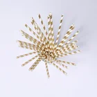 6mm Stripped Gold Print Drinking Biodegradable Paper Straws for Bar