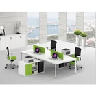 Office Modern 4 People Bench Partition Workstation With Metal Frame Of Table Office For Commercial Use
