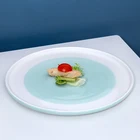 7.5/9/10.5 inch Medium Size Dinnerware Flat Customized ceramic plate, Super White porcelain dinner plate^