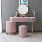Dressing Table Hot Sale Nordic Luxury Pink Dressing Table Bedroom Furniture Dresser Set With Mirror And Lights