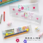 PVC Transparent Girl Gift Back To School Pen Bag Pink lovely Cute Pencil Case for kids
