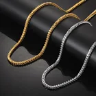 18k Gold Plated 3mm Stainless Steel Mens Franco Chain Necklace with Lobster Clasp