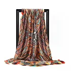 Silk scarf women get leisure print small square spring and autumn decorative Korean print outdoor small scarf 90*90cm