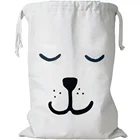 Fashion Recyclable Custom Printed Clothing Toy Cotton Folding Tote Storage Bag Drawstring Laundry Bag