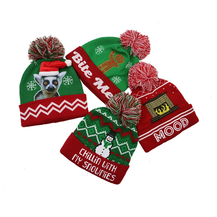 wholesale high quality customized knitted funny christmas hat