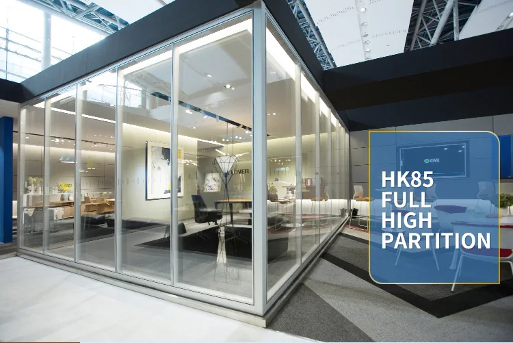 Cheap price HK85 glass partition soundproof office furniture high glass wall