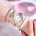 2020 Hot Selling Women Rose Gold Diamond Bracelet Jewelry Girl Casual Quartz Set Watch