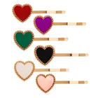 No Slip Metal Gold Clip Multi Color Enamel Alloy Heart Hair Accessory Ladies Hairpin RS19H02
