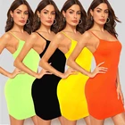 Oem Neon Orange Solid Sexy Club Bodycon Cami Dress Vestidos Fashion Women Clothing Custom Jersey Dress