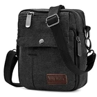 Custom logo casual canvas sling crossbody cross body men mini shoulder bag messenger