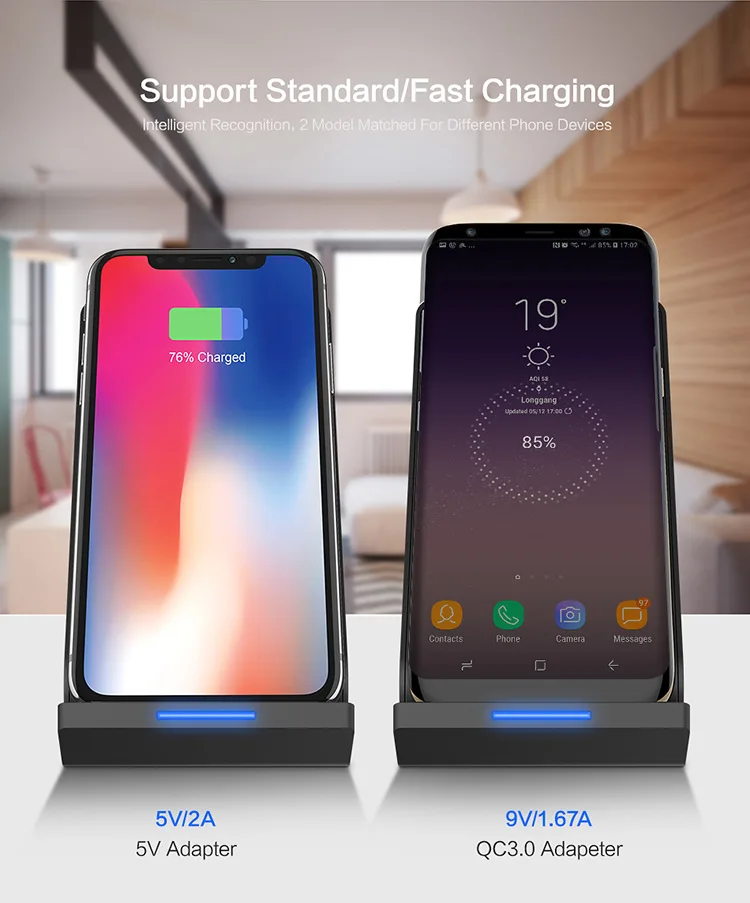Chargeur rapide de Téléphone Sans Fil Qi Chargeur Rapide Support de Charge pour iPhone 8plus pour iPhone X Charge pour Samsung note 8 S8 - ANKUX Tech Co., Ltd