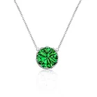 Fashion Women Accessories White gold plated 3a Round Emerald Cubic Zirconia Pendant Necklace Jewellery
