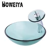New Model Simple Design Counter Top Sink Clear Glass Round Bathroom Wash Basin