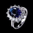 New Classic Oval Cubic Zircon Engagement Ring Blue Red Green Stone Crystal Big Rings for Women