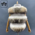 Vest Fur Women Women New Design Winter Luxury Cashmere Fluffy Natural Raccoon Fur Vest