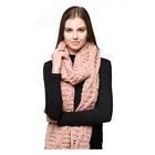 Wholesale Custom Long Knit Knitting Women Gentle Champagne Color Scarf Scarves