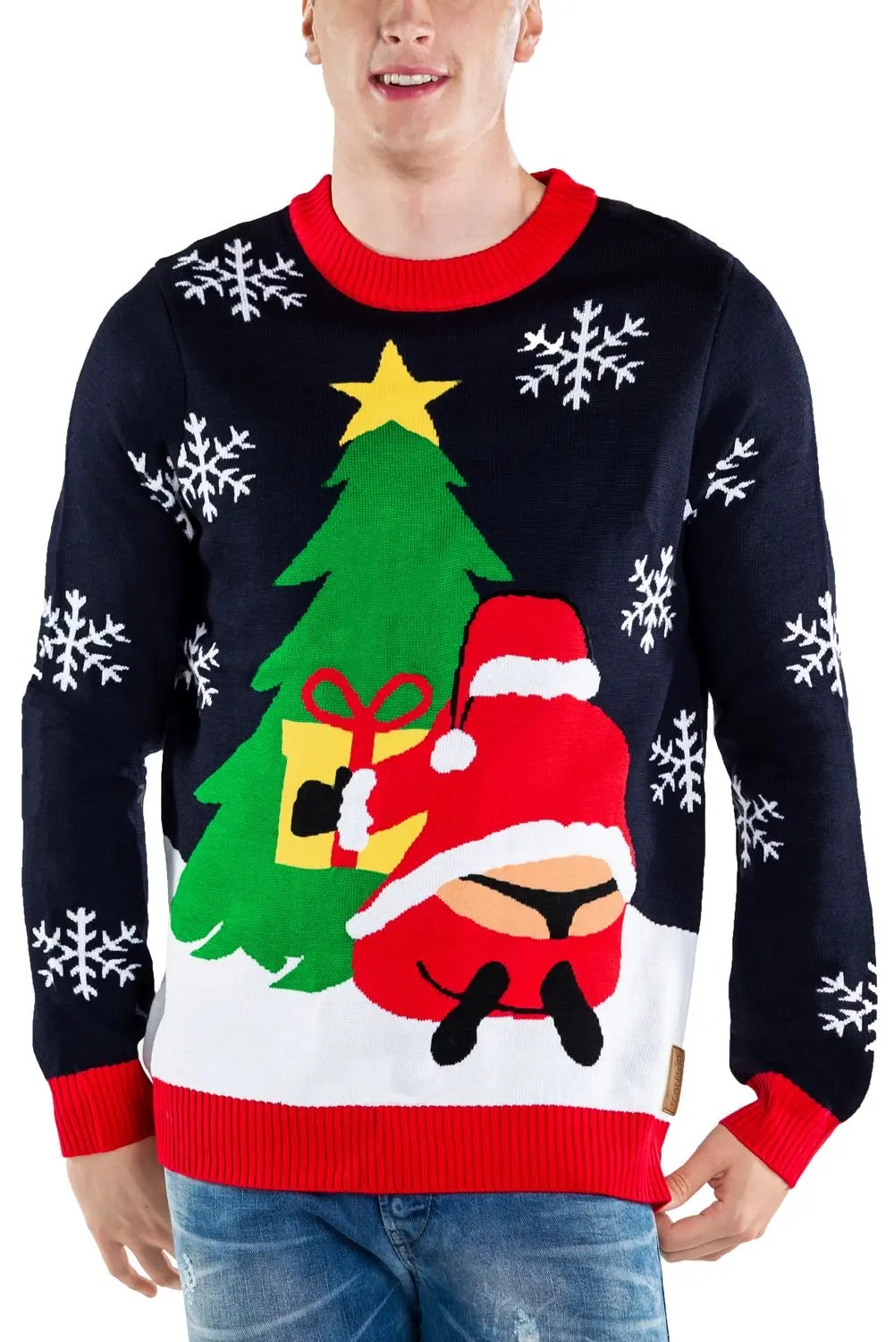 crew neck long sleeve knit casual men ugly christmas sweater