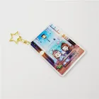 Clear acrylic key chain with double sided star holographic print and colorful keyring